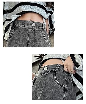 Amazon.com: HYYSXBW Girls Jeans Elastic Wasit Wide Leg Pants